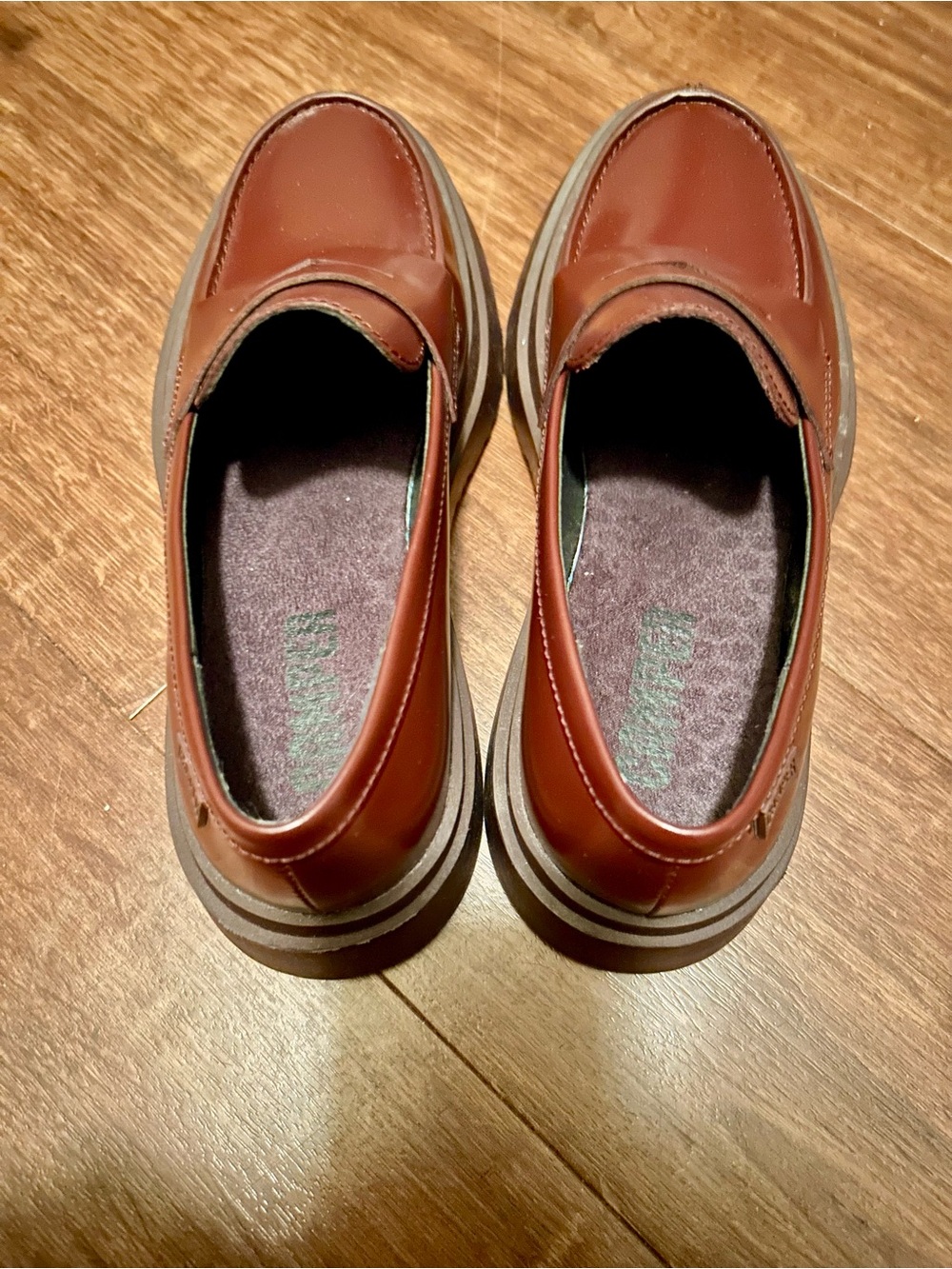 NWOT Camper Walden Burgundy Leather Moccasins - Picture 7 of 12